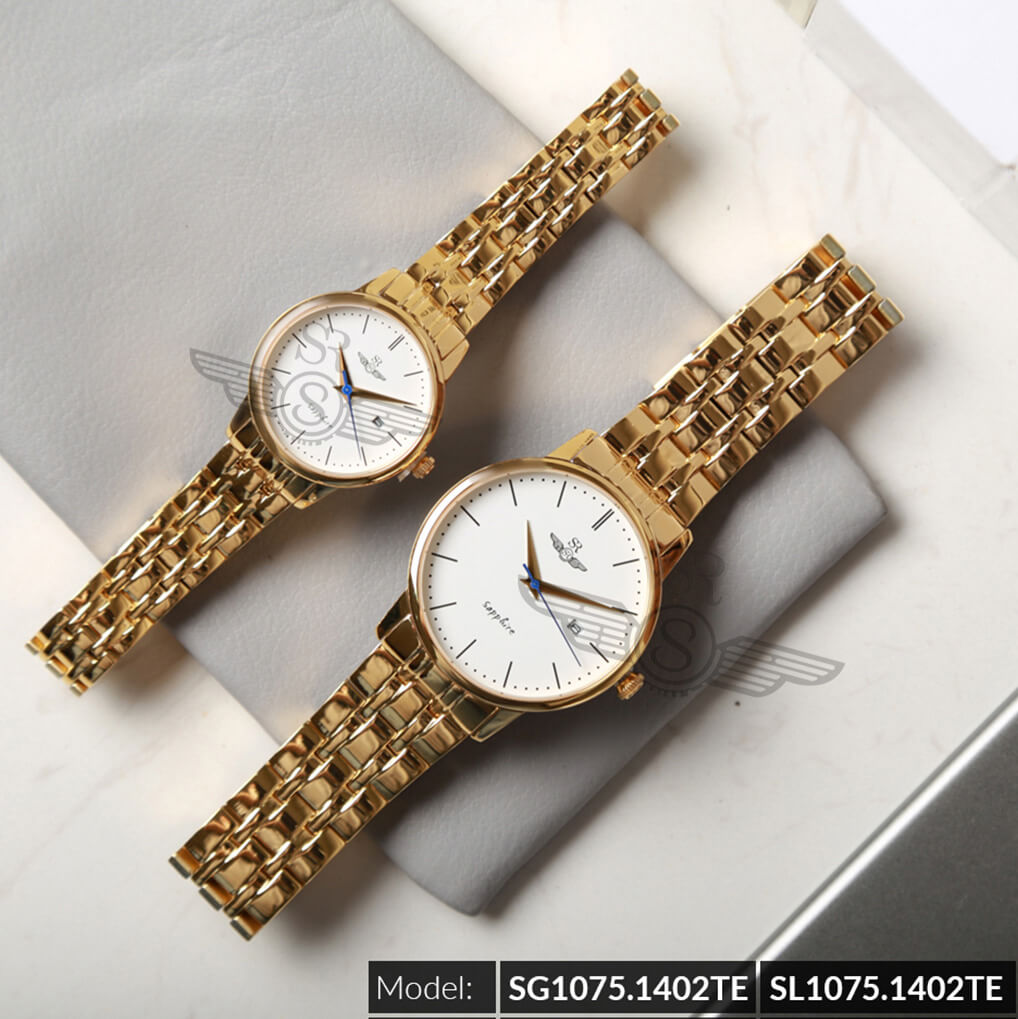 Đồng hồ cặp đôi SRWATCH SR1075.1402TE trắng cao cấp Đồng hồ cặp đôi SRWATCH SR1075.1402TE trắng cao cấp